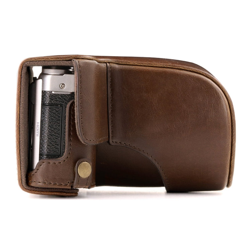 MegaGear "Ever Ready" Protective Leather Camera Case , Bag for Fujifilm X-A3, X-A2, X-A1, X-M1 Compact System with 16-50mm Lens (Dark Brown) 16.21 x 9.8 x 16.61 cm Dark Brown