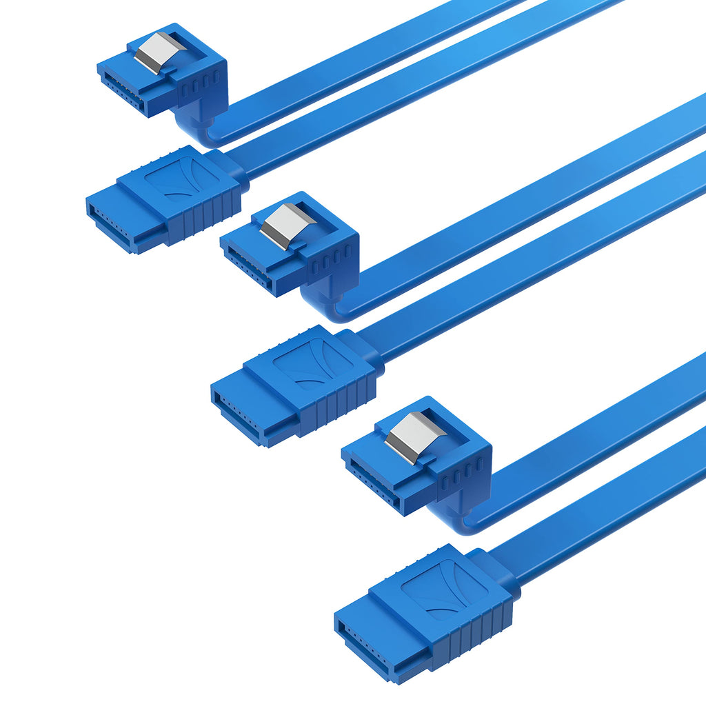 SABRENT SATA III (6 Gbit/s) Right Angle Data Cable with Locking Latch for HDD/SSD/CD and DVD drives (3 Pack 20 Inch) in Blue (CB-SRB3)