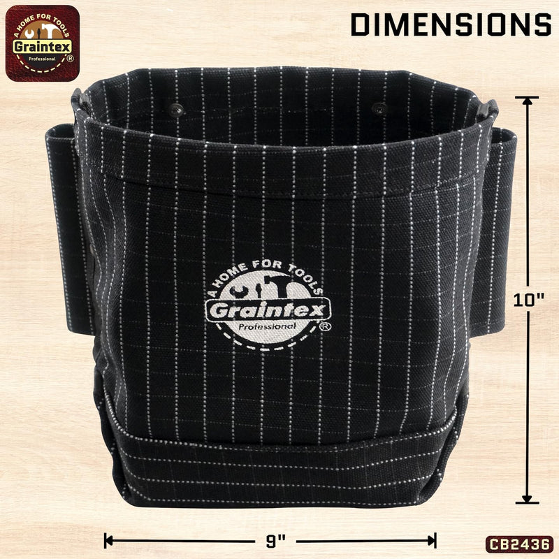Graintex Nut & Bolt Bag, Heavy Duty Canvas Tool Bag, Tool Belt, Bull Pein Loops, Tradesman, Ironworker, Ideal Bolt Bags for Construction Professionals, Multipurpose Use, DIYers Black