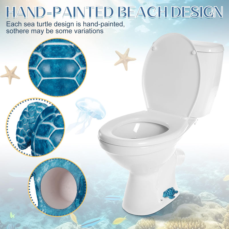Wonderjune 2 Pack Toilet Bolt Caps Decorative Sea Turtles Toilet Bolt Screw Covers Ceramic Cute Bathroom Decor Fun Themed Gadgets Bathroom Replacement Parts(Classic,Blue) Classic Blue
