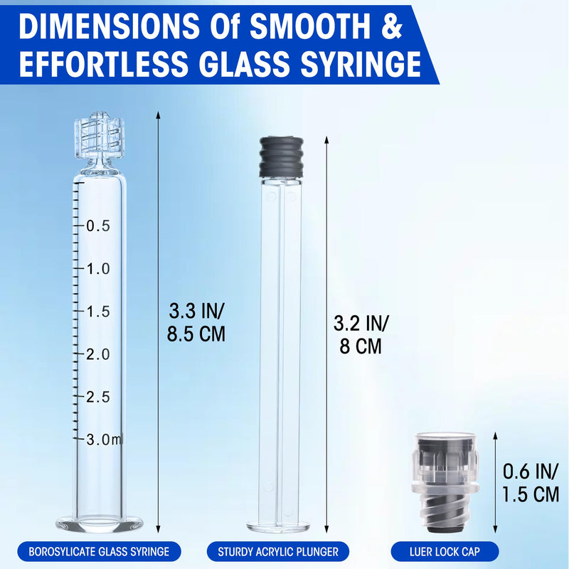 20 Pack 3ml Borosilicate Glass Syringe 3cc Luer Lock Syringe Glass Lab Syringes - Use for Liquids, Glue, Oils, Ink, Lube, Arts Crafts,and Pet Care 20.0