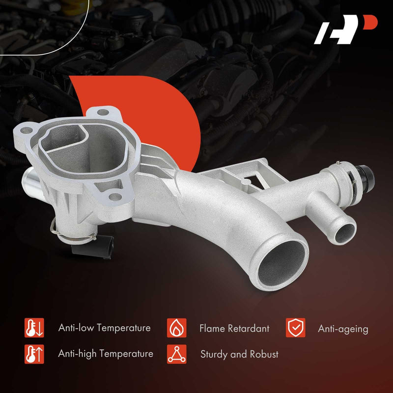 A-Premium Upgraded Aluminum Coolant Housing Water Outlet with Inlet Hose & Oil Cooler Hose Compatible with Chevy Cruze 11-15, Sonic 12-20, Trax 13-20 & Buick Encore 13-19 - L4 1.4L - Replace# 25193922