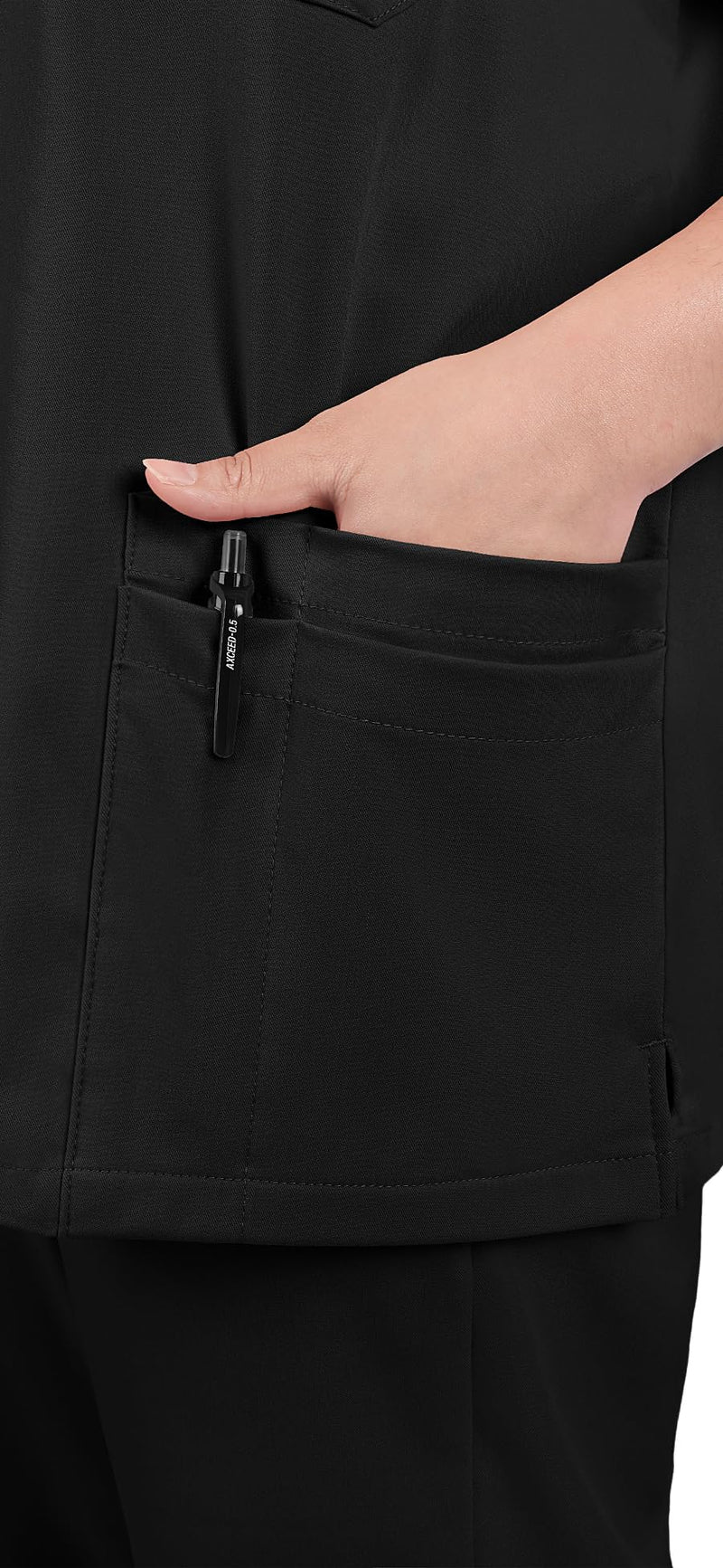 Scrubs for Women Set, V-Neck Short Sleeve Top & Jogger Pants | Soft Stretch Scrub Set, All-Day Comfort, 9 Functional Pockets and Breathable Fabric for Long Nursing Shifts Standard Medium Black