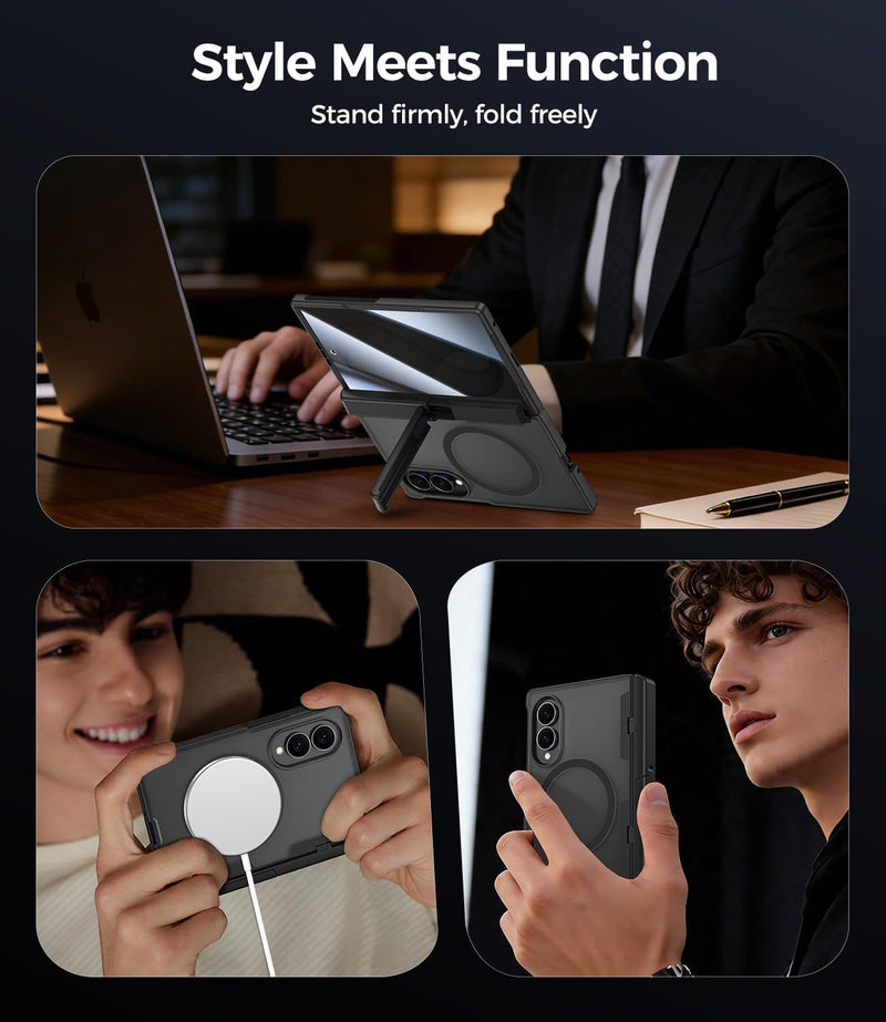Goton for Samsung Galaxy Z Fold 8 Case with Privacy Screen Protector, Black | Compatible with MagSafe & Hidden Kickstand & Hinge Protection, Shockproof Double-layer Magnetic Protective Phone Cover