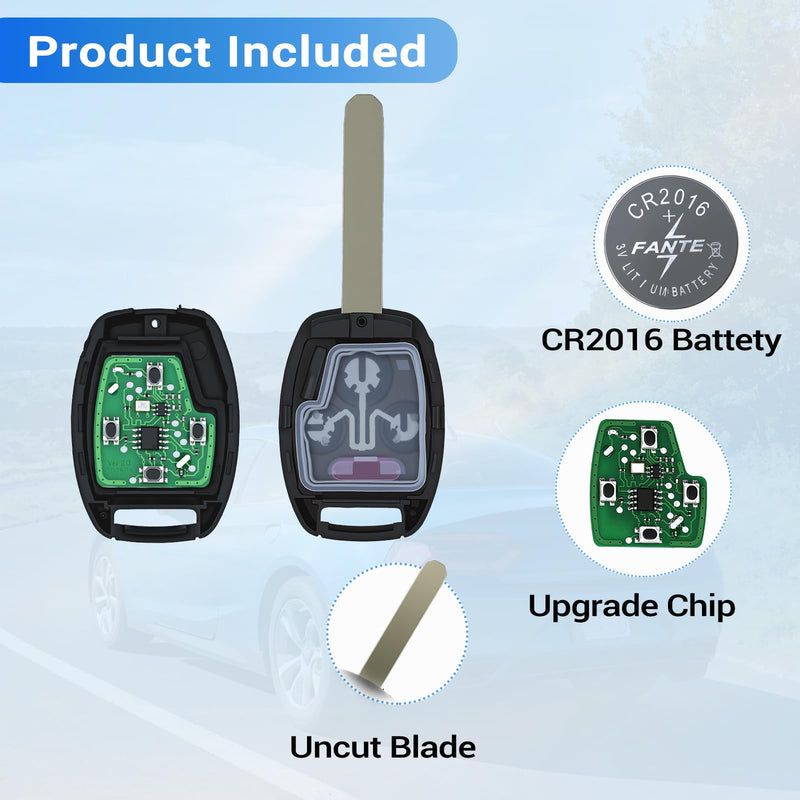 Key Fob Fits for Honda Accord 2003 2004 2005 2006 2007 OUCG8D-380H-A, 2Pcs | Car Keyless Entry Remote Control