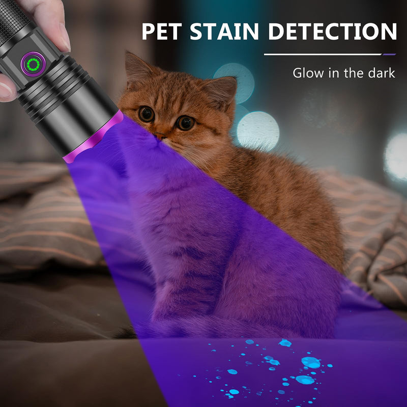 XLENTGEN 20W UV Light Flashlight 365nm, Black Light Ultraviolet Flashlights, for Resin Curing Fishing, Dry Glue, Fluorescent, Scorpion, Rockhounding, Pet Urine Detector UV-1