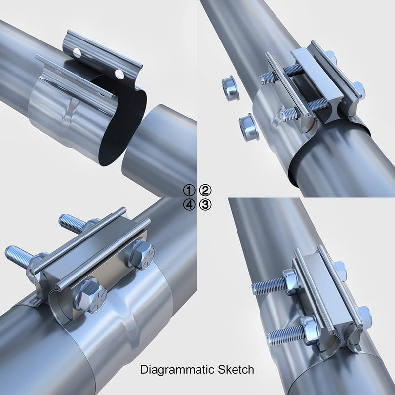 5 inch Exhaust Clamp - Lap Joint Exhaust Band Clamps Preformed Stainless Steel - 1 Piece 5 inch