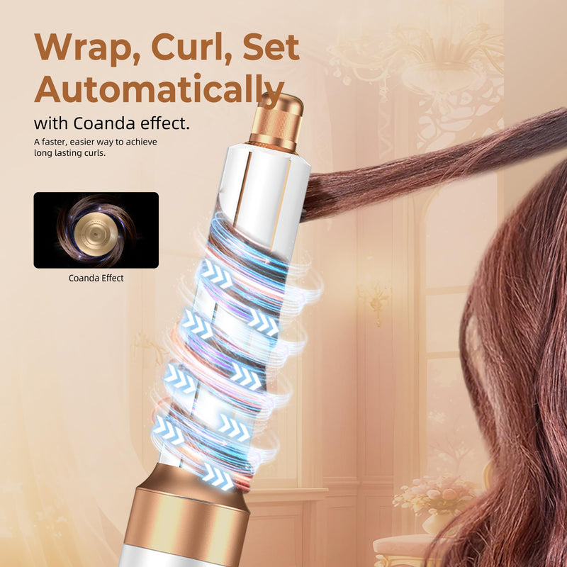UKLISS Air Styler 5 in 1 Hair Styler Set 1000W Airbrush Hair Styler with Hot air Styler, High-Speed Hair Dryer Brush, Hair Dryer Curler, Volumizer, Round Brush, Air stylers for Women White