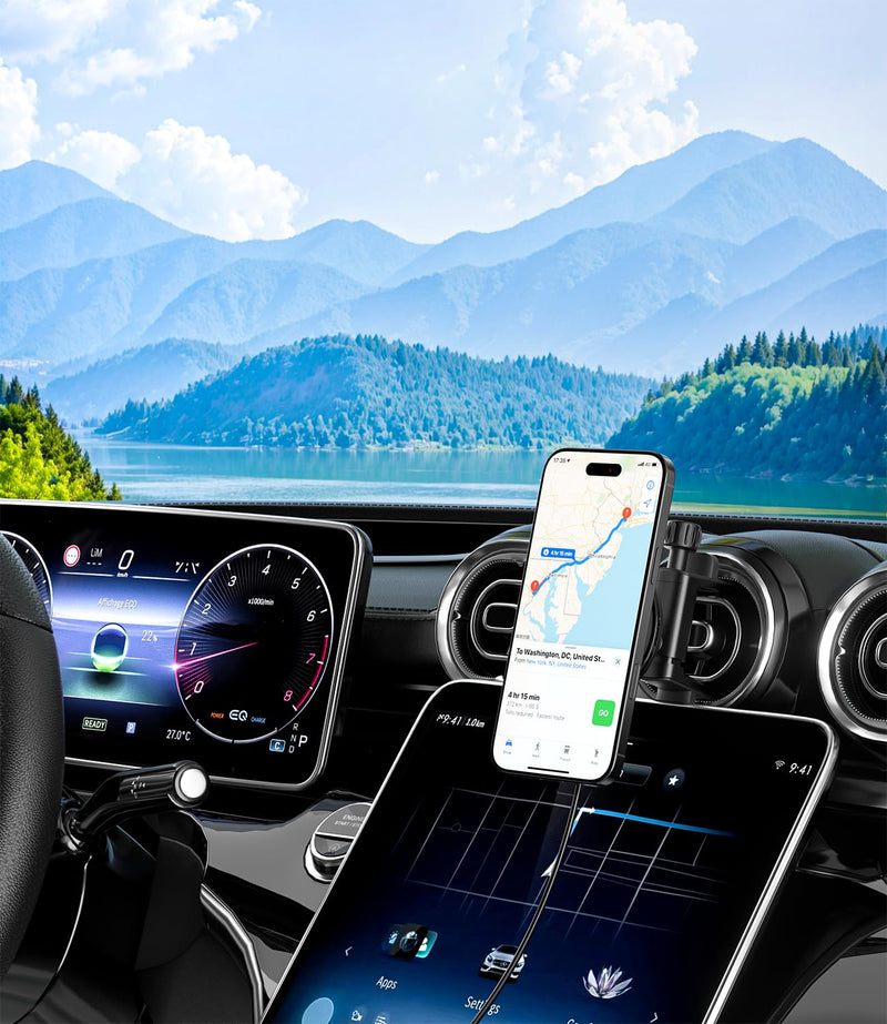 Qi2 Certified 15W Fast Charging Magnetic Wireless Phone Mount for Mercedes Benz A/B/C/E/G/GLA/GLK Car Phone Holder Accessories for MagSafe for iPhone 17 16 15 14 13 12 Pro Max Plus Mini