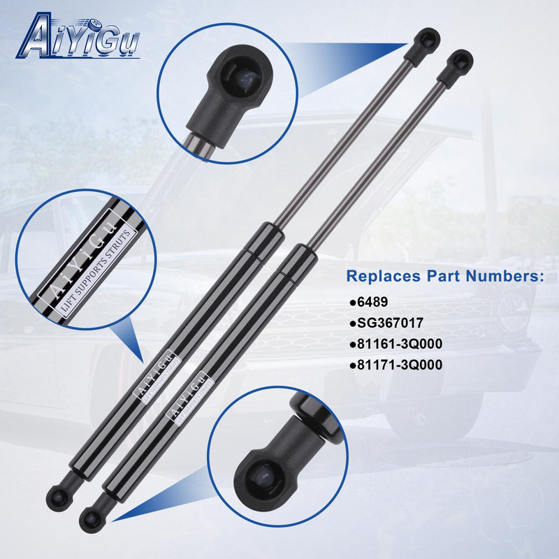 Front Engine Hood Struts Shocks Lift Supports Gas Springs 6489 Compatible with 2011 2012 2013 2014 Hyundai Sonata 4 Door Replacement SG367017 81161-3Q000 Set of 2 PCS (Excluding Hybrid)