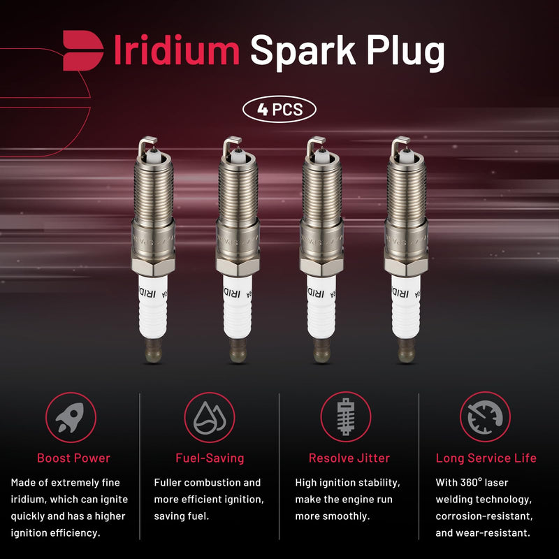 BDFHYK Set of 4 Iridium Spark Plug Compatible with Regal LaCrosse Equinox Malibu HHR Captiva Sport Terrain 9-5 G5 G6 Sky Vue Aura,2.0L 2.2L 2.4L L4 Engine Replacement for XP5263 12680076 4PCS XP526