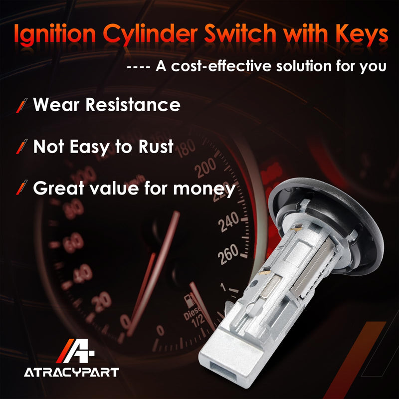 Ignition Lock Cylinder Switch with Keys, Compatible with 1999-2007 Chevy Silverado Avalanche Tahoe Suburban GMC Sierra Yukon Buick Hummer Bravada Pontiac Vehicles, Replace#: US-312L Ignition Cylinder