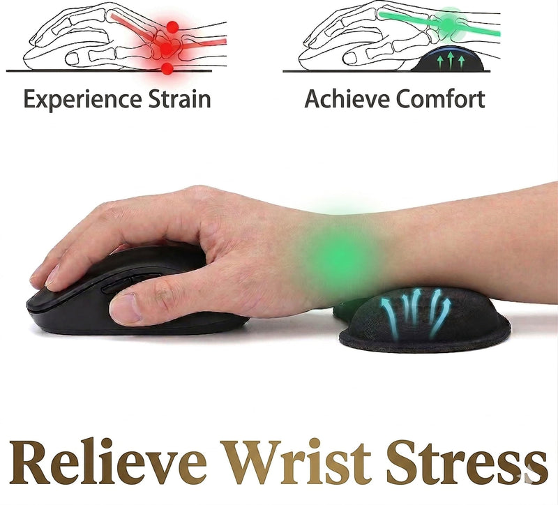 Wrist Rest for Mouse - Ergonomic Memory Foam Computer Wrist Support Pad, Massage Holes Design for Wrist Pain Relief (5.5 x 3.1 x 1 in, Black)