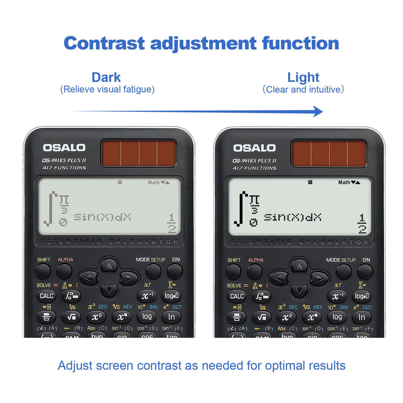 OSALO Scientific Calculator 417 Function 252 Functions 2 Line 10+2 Digits Written Display Solar and Battery Calculators for School College Students Secondary
