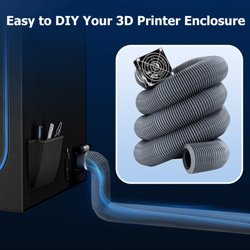 YOOPAI Fan Fume Extraction Kit for 3D Printer Enclosure, Exhaust Pipe with Low Noise Exhaust Fan, Efficient Ventilation, Exhaust Odors Smoke and Dust