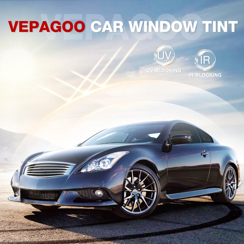 Vepagoo Car Window Tint Film 5% VLT- 30" in 15'Ft Ceramic Privacy Window Tint, Blocks UV/IR Rays, Heat & Glare - Scratch Resistance Car Window Film 30in x 15ft