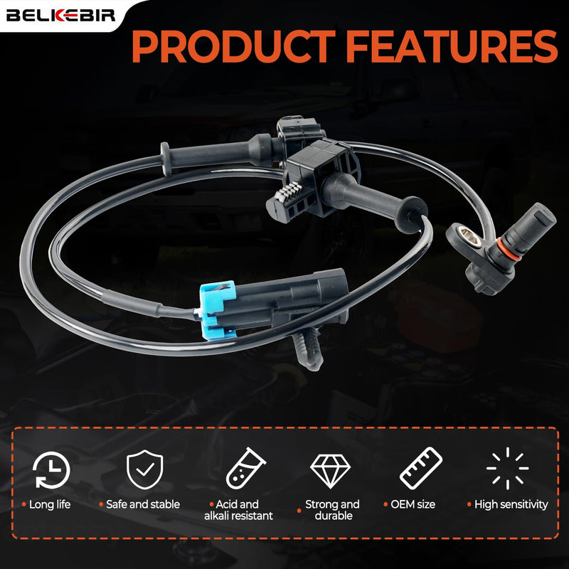 Rear ABS Wheel Speed Sensor Left & Right Compatible with 2007-2013 Chevy Silverado 1500 2500 3500, GMC Sierra 1500, Chevy Cheyenne Replace ALS1757 20938121 10384745 15872664 SU9441 5S7975 2ABS0171