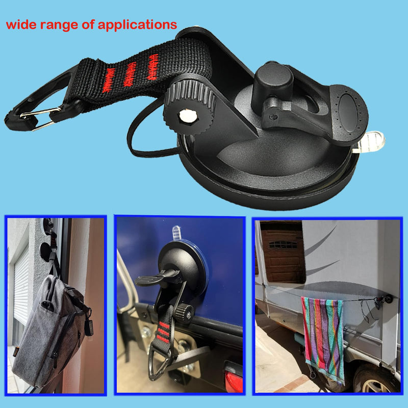 4PCS Heavy Duty Suction Cups Anchor with Hooks, Outdoor Strong Suction Camper Accessories for Camping Tarp Accessory Car Side Awning Trap Tie Down.