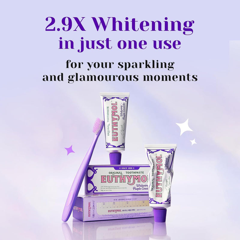 Euthymol Purple Whitening Toothpaste – for Yellow & Sensitive Teeth | Violet Tone-Up Formula, Instantly Brightens, 24H Stain Defense, Long-Lasting Fresh Breath (Pack of 2) 3.7 Ounce (Pack of 2)