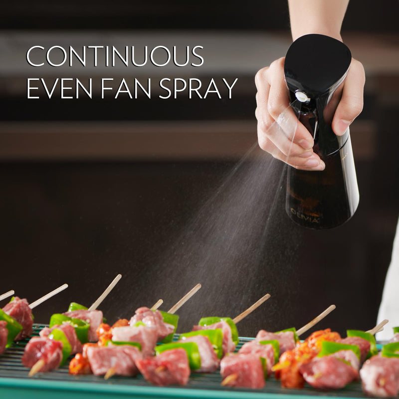 FLAIROSOL OLIVIA Oil Sprayer for Cooking, 200ml Glass Olive Oil Sprayer, Continuous Cooking Spray Dispenser with Portion Control for Kitchen, Air Fryer, Salad, BBQ (Black Bottle, Gold Print) 1 Pack Black