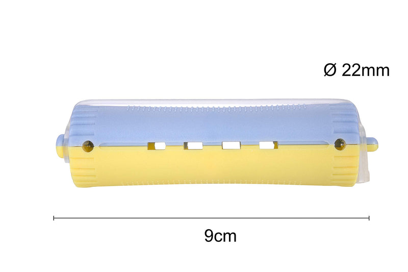 Ponik's Hair Rollers for Perm Set, 12 Pieces, 22 mm, Flexi Rod, Blue Red, ABS Material, Silicone Elastic Bands, Ideal for Short and Long Hair 22 EU Blue, yellow