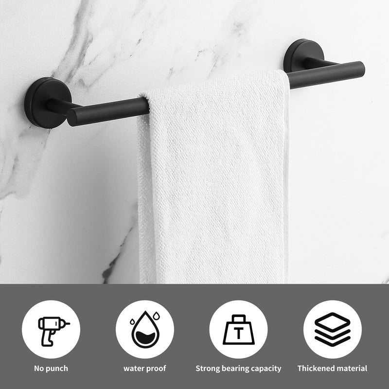 Towel Bar Set Mattel Black, Bathroom Accessories Set 5pcs Including 16'' Tower Bar, Towel Ring and 2 PCS Towel Hooks Black-5pcs-16inch