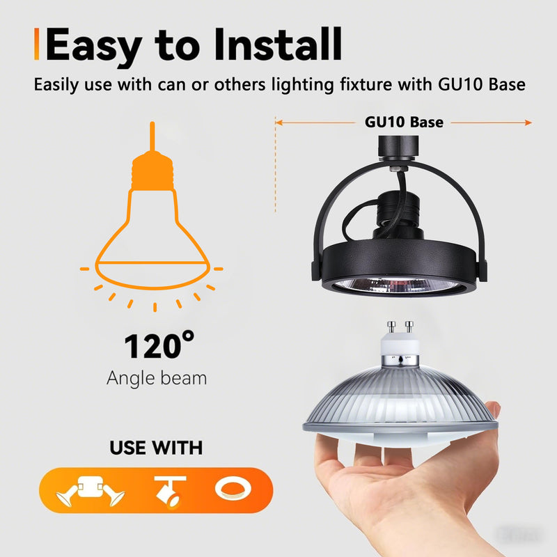 R111/GU10/FL 75W Halogen Flood Light Bulb,R111/GU10/FL Reflector Halogen Bulbs- GU10 Base (Twist & Lock) Glass Cover for Landscape, Downlights, Recessed Lighting