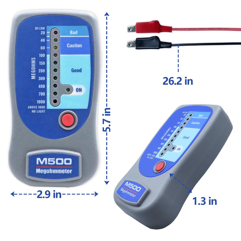 M500 Insulation Tester MEGOHMMETER, Compatible with Supco M500 Electronic Megohmmeter, Multimeter Tester, Compressor Tester HVAC, 1000 Megohms at 500 Volts, with Soft Carrying Case