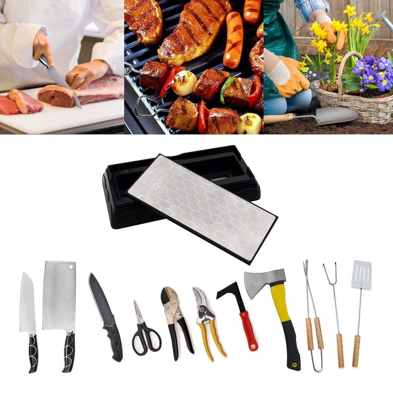 Double-sided Diamond Sharpening Stone,YCAMMIN Knife Sharpener Stone diamond sharpener Honeycomb Surface Plate with Non-slip Base for Scissors Knives Outdoor Kitchen Sharpen Tools (600/1200 Grit) 600/1200 gift