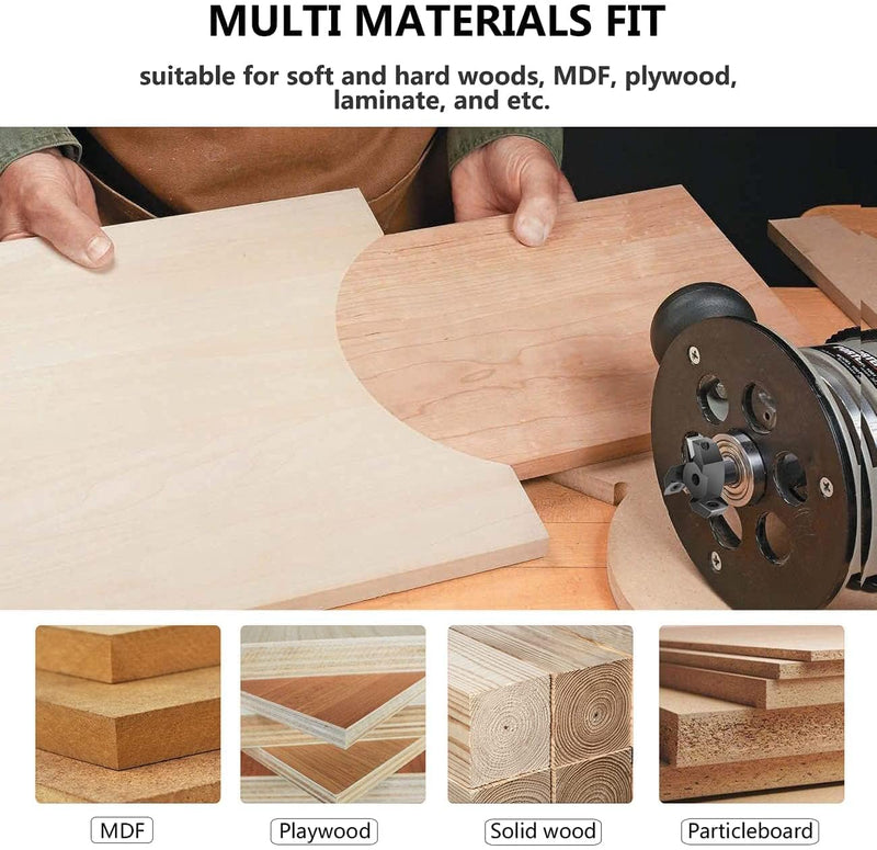 SpeTool 1-1/4" Cutting Dia Slab Flattening Router Bit 1/4" Shank, 2+2 Flute Carbide Insert Spoilboard Surfacing Bit with ATS Coating Include 4 Additional Carbide Inserts 1-1/4 inches carbide insert bit ATS coated kit