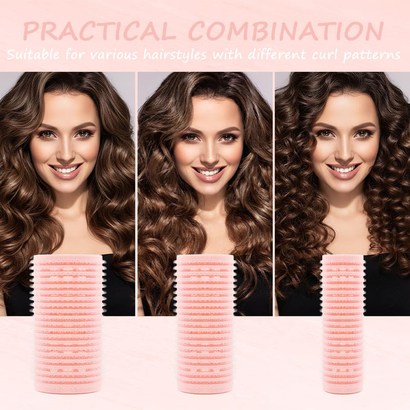  [AUSTRALIA] - Hair Rollers,Rollers for Hair Volume,6PCS Salon Velcro(Pink Green) | for Hairs with 3 Sizes, Self Grip Curls Rollers Set ,DIY Curling Tool Curls and Styling of LongHair, ShortHair Bangs Pink Green