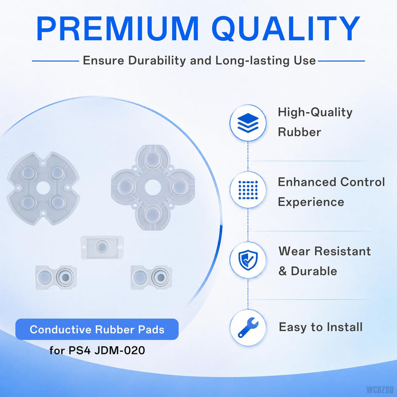 WCDZSU Conductive Rubber Pads Replacement for PS4 JDM-020 Controller | Silicone Button Contact Adhesive Rubber Pads Repair Part for DualShock D-Pad and ABXY Buttons Restoration with Tool Kit
