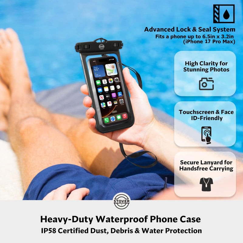 STOVER 5/10/25/30/40/55L Waterproof Dry Bag- Roll-Top Backpack w/Phone Case- Kayaking, Hiking, Camping, Boating- Men/Women 30l Navy Blue (With Phone Case)