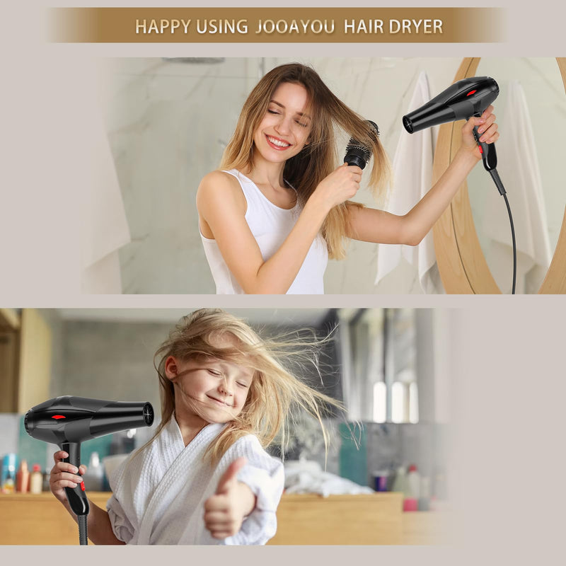 Hair Dryer, 3000W Professional Ionic Hairdryer for Women Men, Fast Drying Blow Dryer with Diffuser 2 Speed 3 Heat Setting and Cool Button for Salon Home Hair Styling Black