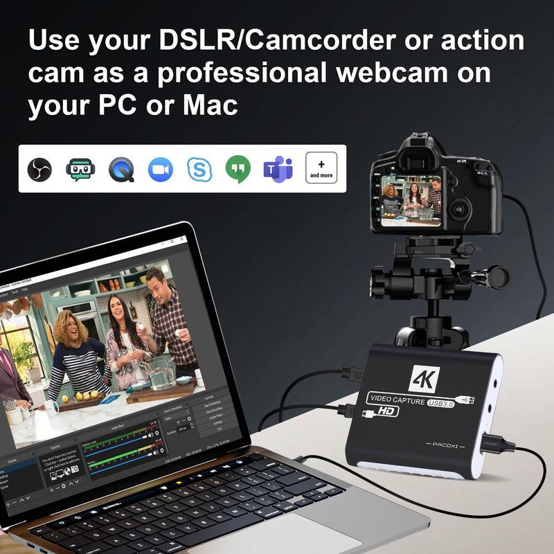 USB 3.0 Video Capture Card,1080P HDMI Recorder Game Capture Card for Windows/Mac OS,Compatible with Switch/PS5/PS4/Xbox/PC/Camera for OBS,Twitch,TikTok,YouTube Live Streaming and Recording White