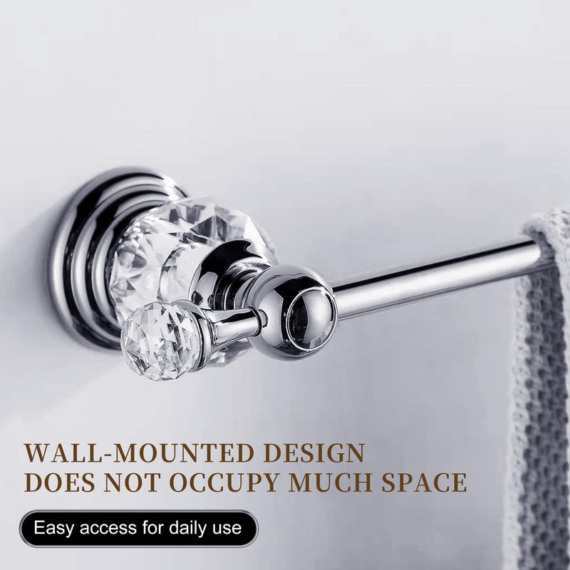 Chrome Towel Rack,Adjustable Towel Holder Silver Crystal Bathroom Towel Bar