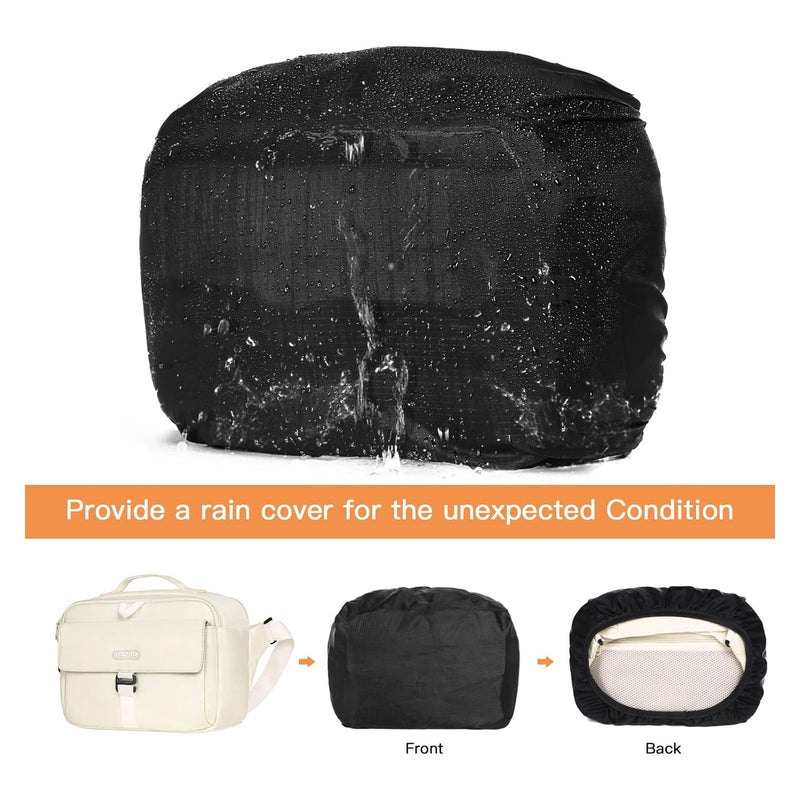 MOSISO Camera Shoulder Bag Camera Case Crossbody Sling Purse, Beige | DSLR/SLR/Mirrorless Compact Padded Photography Handbag with Rain Cover Compatible with Canon/Nikon/Sony Cameras and Lenses