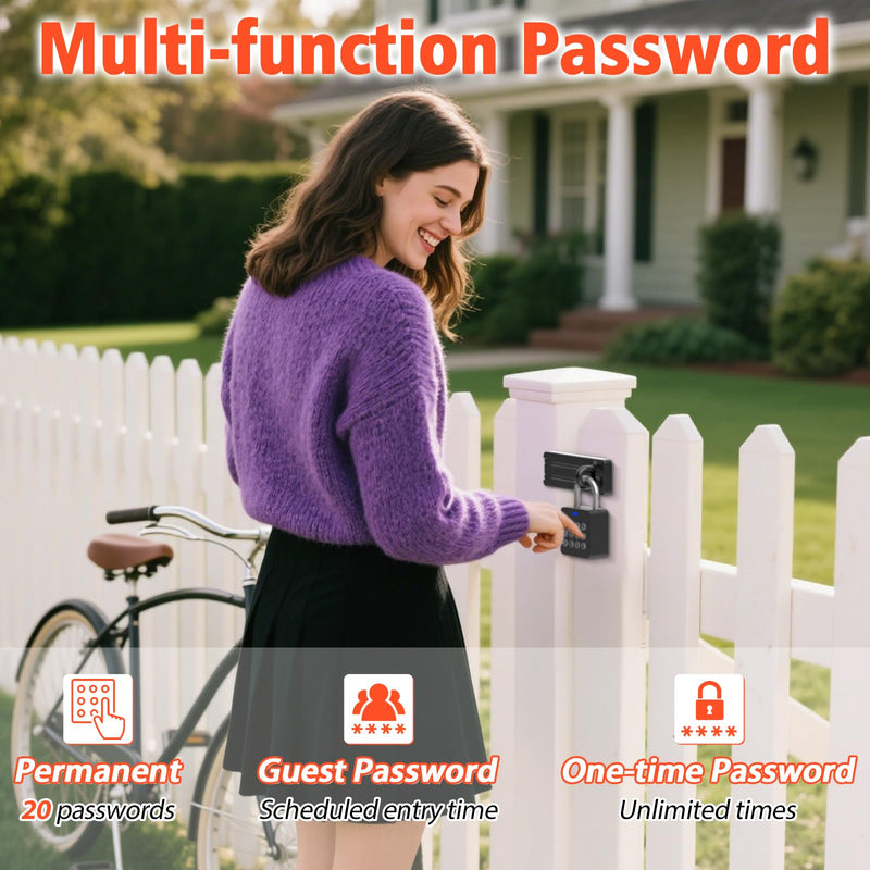 Eseesmart Fingerprint Locker Lock with Code, Combination Padlock Smart Fingerprint Biometric Keyless Combo Lock Waterproof for Outdoor Fence Gate Shed Gym School Locker Storage