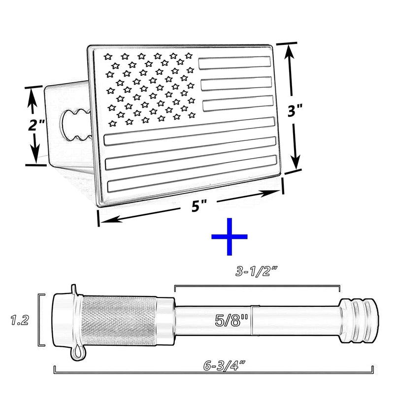 American Flag Metal Trailer Hitch Cover for 2 inch Receivers（with 5/8-Inch Pin Diameter Trailer Hitch Lock ） (Black) black