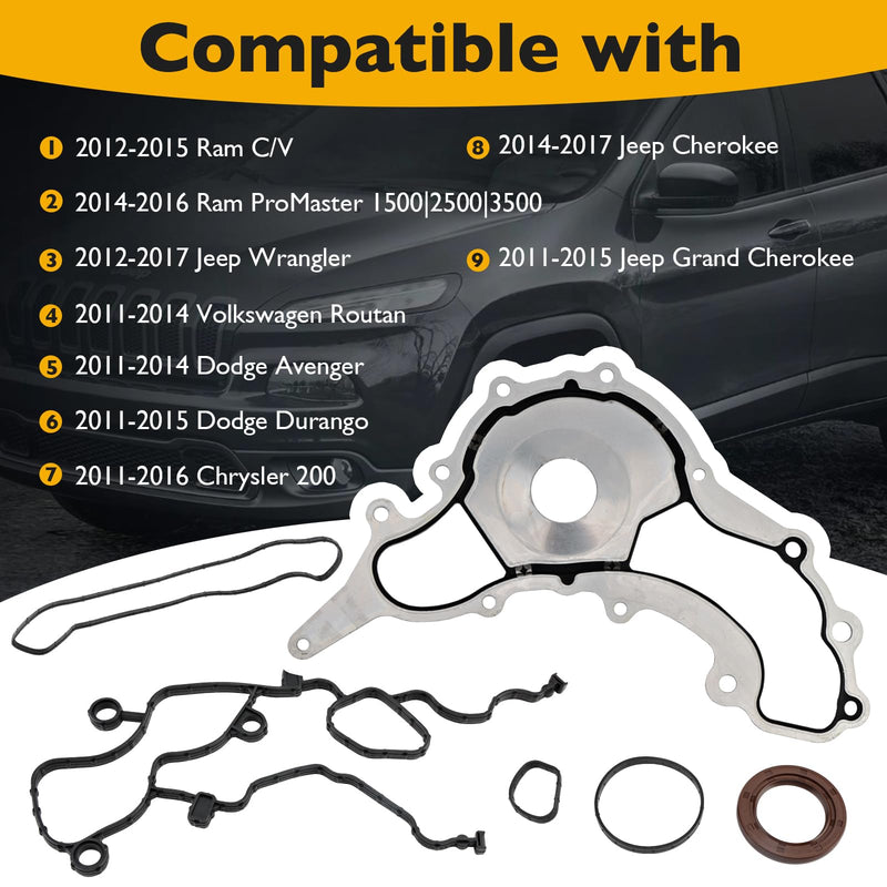 Timing Cover Gasket,Compatible with 2011-2017 Dodge Grand Caravan Jeep Grand Cherokee Chrysler 3.2L 3.6L V6 Engine,Replace# TC1169