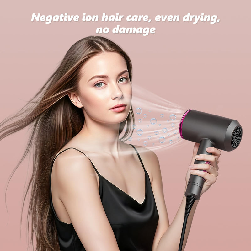 Flintronic 2000W Powerful Ionic Dryer, Hair Dryer with Diffuser & Concentrator, 2 Speed 3 Heat Settings, Fast Dry for Multi Women Man Hairstyles (3 Nozzles&3 Comb Included) Grey-new