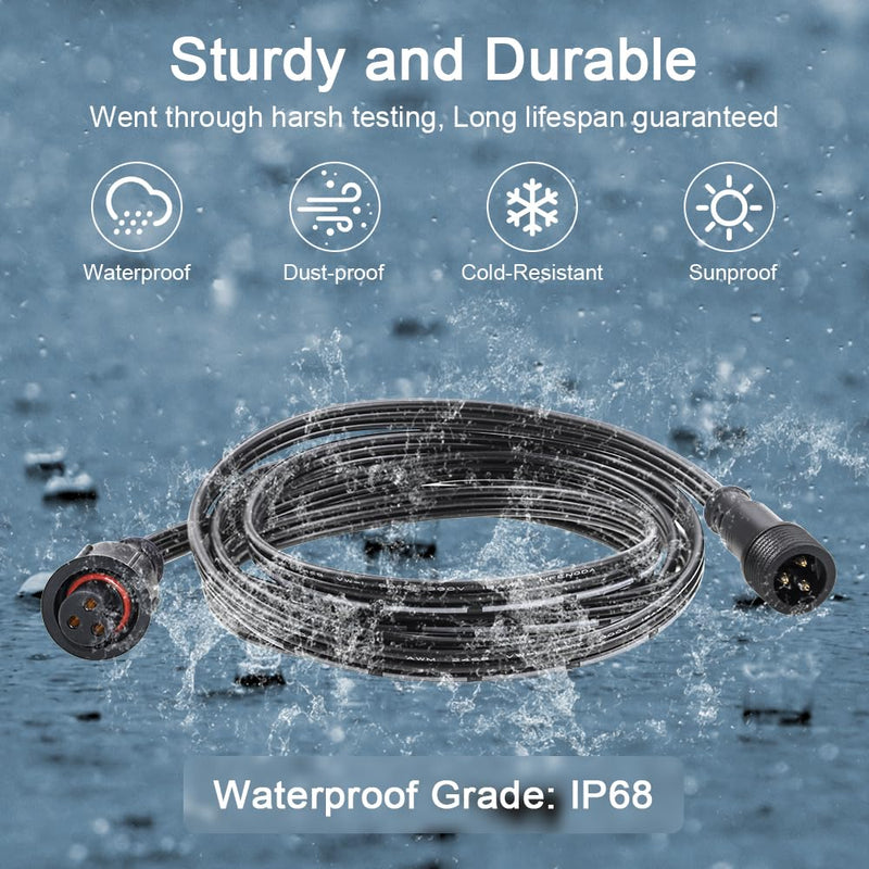 ALITOVE 16.4ft 3 Pin xConnect Extension Cable with 17mm Male & 12mm*23mm Female X-Connector 18AWG Power Cord IP68 for B0923SDR5T B0CM95W84B B0CW9NQ12K WS2811 Halloween Christmas Pixel Lights(2 Pack) 2 of 16.4FT