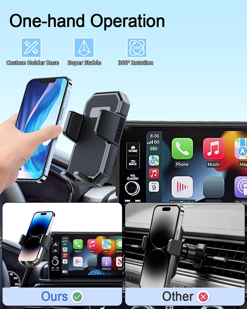 PZK Car Phone Mount for Toyota Grand Highlander 2024-2026 12.3-inch Screen | XLE/Limited/Platinum/Hybrid Auto Lock Car Phone Holder 360° Rotation Hands-Free Not Affect Vent for All 4.0-7.0'' Phones