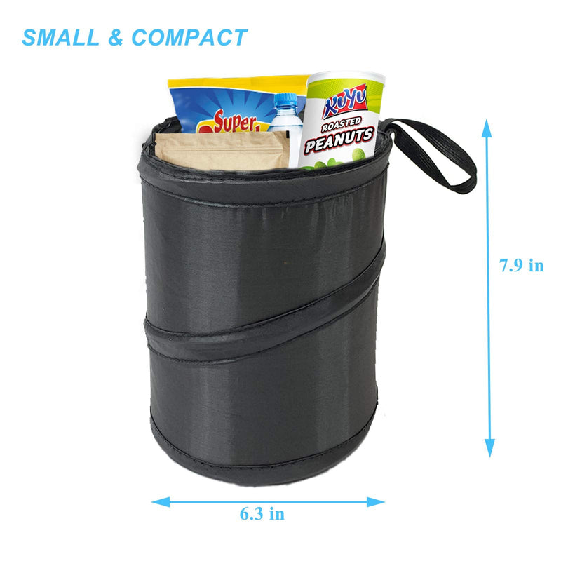 Kitbest (2 Pack Car Trash Can, 1 Gallon Car Garbage Bin Collapsible Pop-up Water Proof Bag Mini Portable Waste Basket Bin, Rubbish Bin (Black) Black 2 PACK
