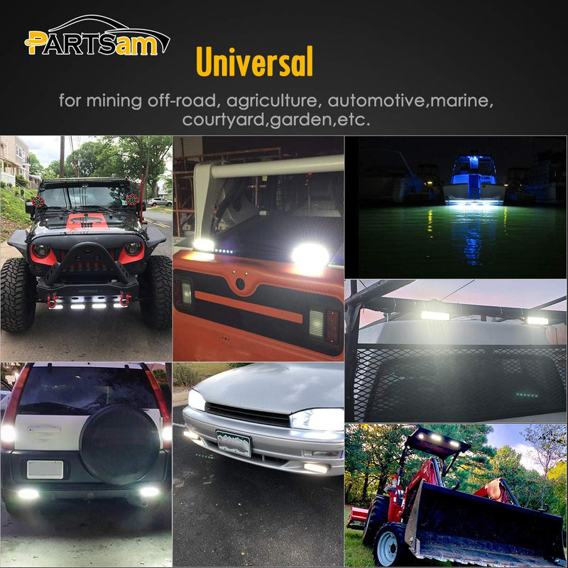 Partsam 6" LED Light Bar White 36W 6500K Super Bright Spot Work Pods Single Row Off Road Driving Fog Boat Light Waterproof SUV ATV 4WD Car Truck Golf Cart 12V 24V IP67 (2pcs) 2