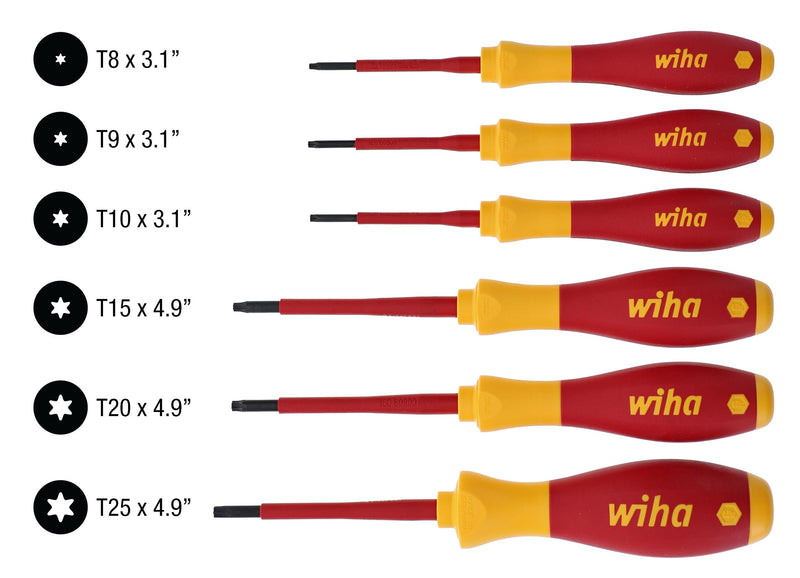 Wiha 32590 Torx Screwdriver Set With SoftFinish Handle, 1000 Volt, 6 Piece