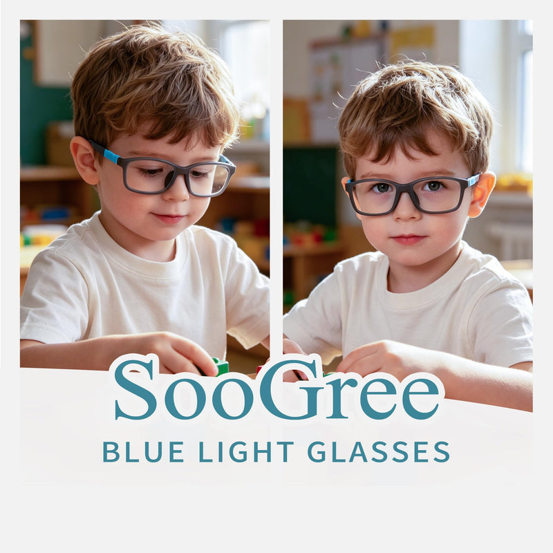 SooGree Blue Light Glasses for Kids,Blue Light Blocking Glasses for Screens Mobile TV,Computer Gaming Grasses-Anti Eye Strain Age 9-13 （gray）