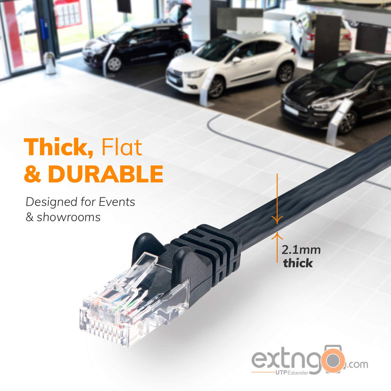 Retractable Network Cable Extender, 50 Feet CAT 6 Ethernet Cable Flat-Portable 1Gbps Data Speed-Swiftly Setup Temp Networks-Cascadable Male-Female RJ45 Connector-UTP Cable Reel Orange