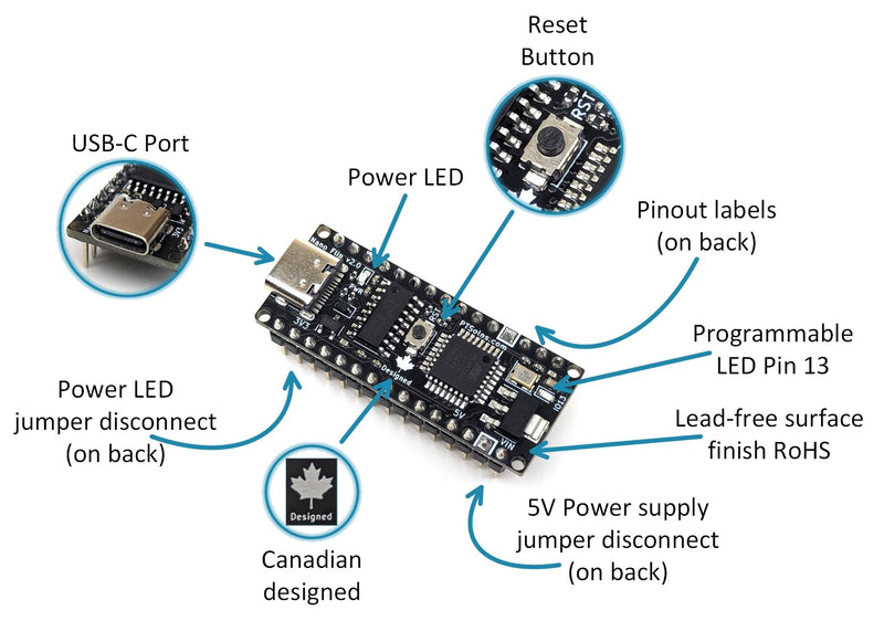 Nano Flip ATmega328P Microcontroller Development Board 2-Pack (Arduino Nano Compatible)