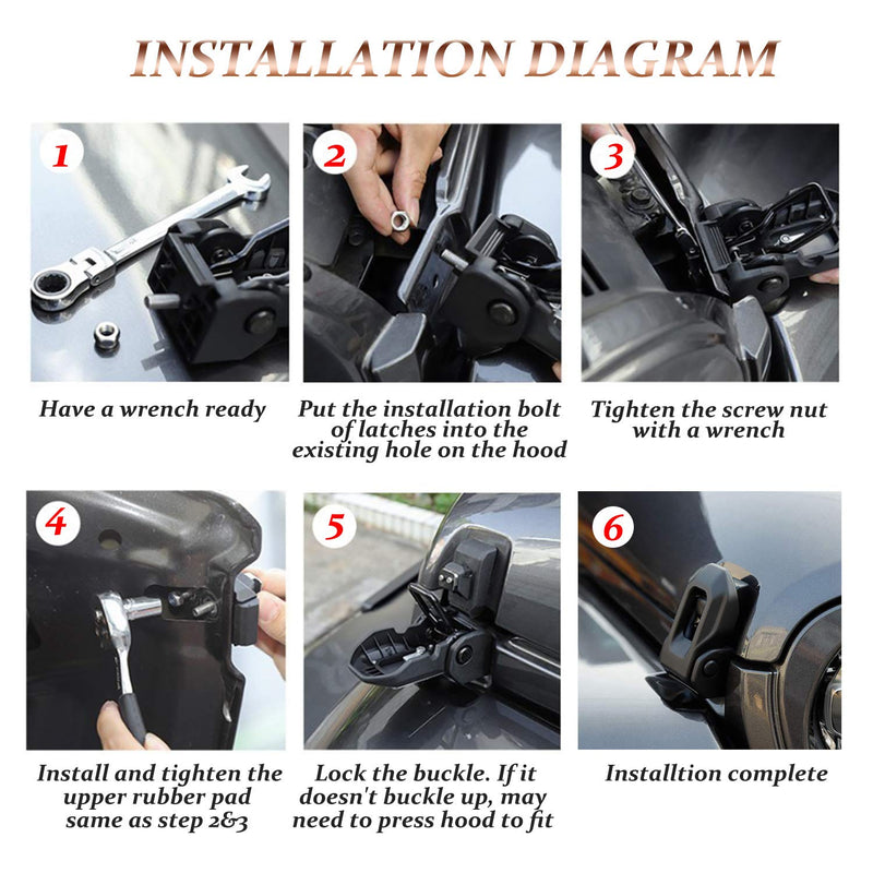 JL OEM Hood Latches Original Hood Lock Catch Latch Kit Compatible with 2007-2023 Jeep Wrangler JK JL and Jeep Gladiator JT (1 Pair)